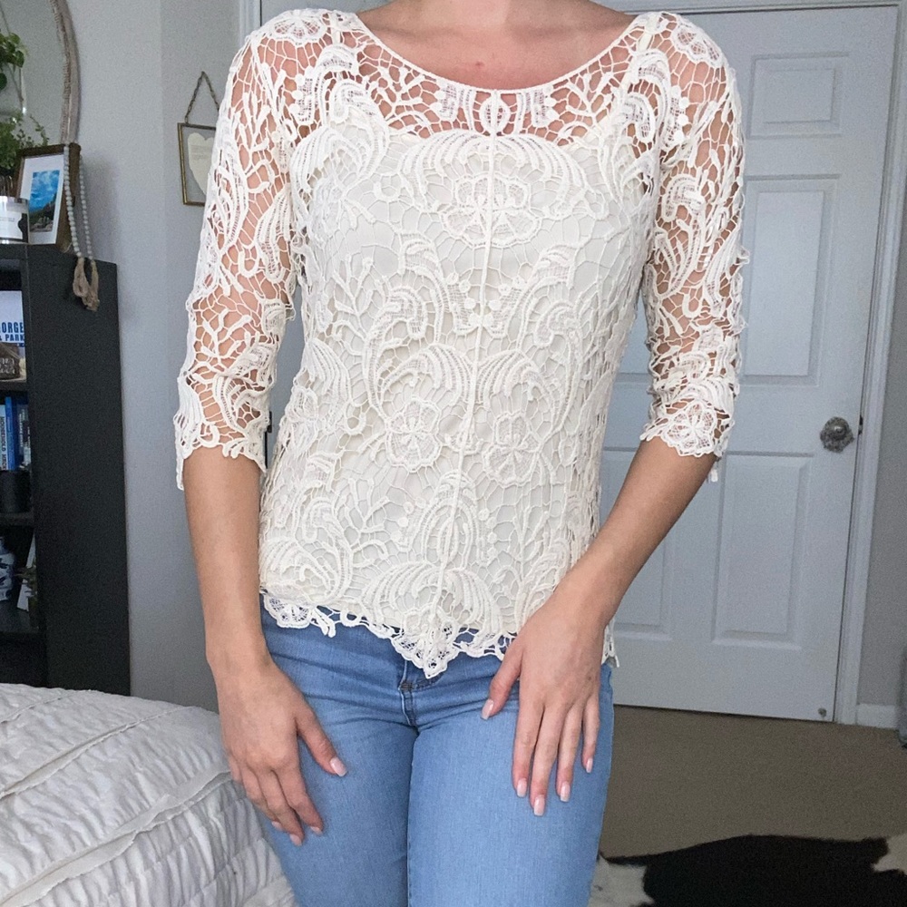 White Lacey blouse size small.